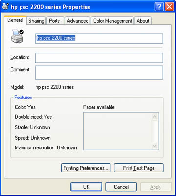  properties general tab of the properties window. 