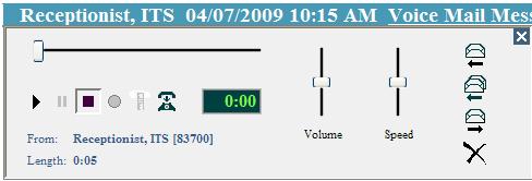 Pop up of what the voicemail message on a phone screen looks like