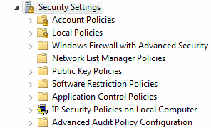 prompting user to select security settings