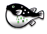 the fugu logo. The logo displays a drawing of a black and white puffer fish.