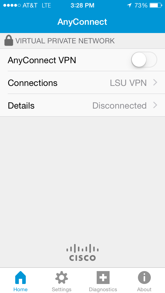 LSU VPN connection button