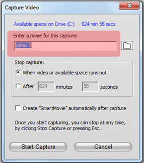 entering a name for capture
