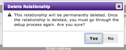 Delete Relationship window