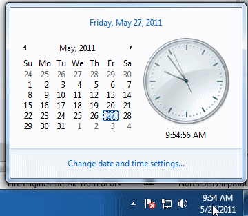 date/time icon at the bottom right of the screen