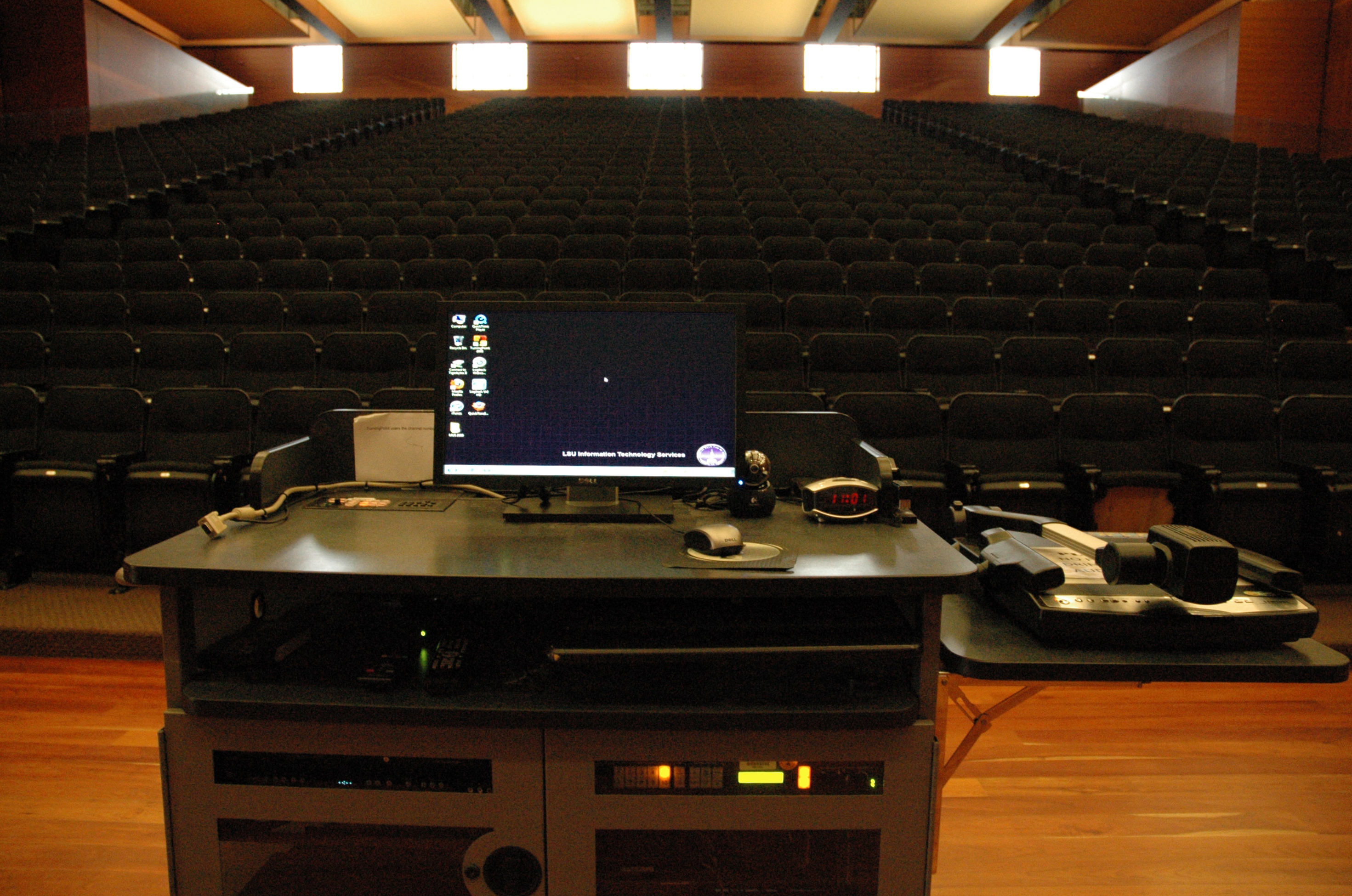 campbell's Multimedia podium overlooking classroom