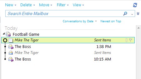 the emails in the conversation are sorted chronologically