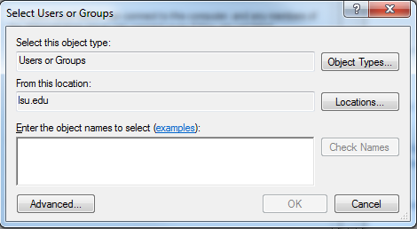 Select Users or Groups dialog box.