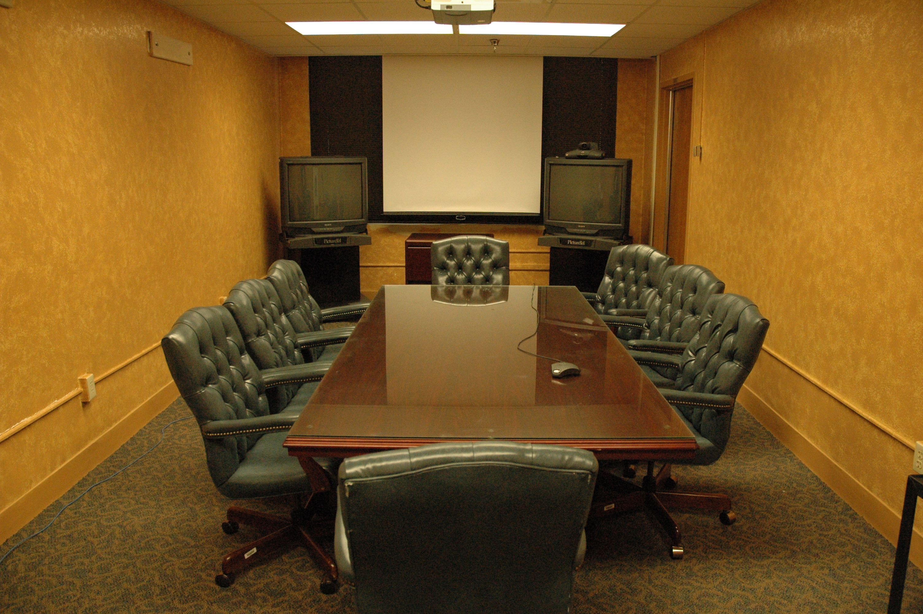 view from the front of the video conference room.