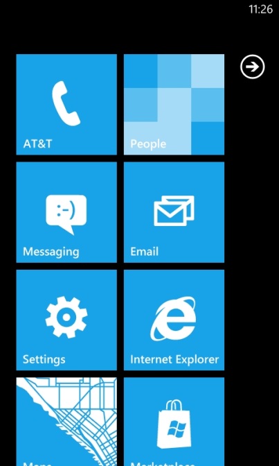 the settings option on the homepage on a Window's 7 phone.