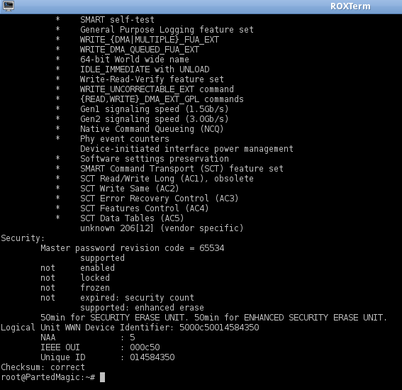 showing default password and security level after finishing