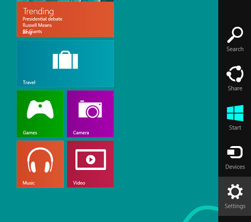 settings button on the Windows Toolbar