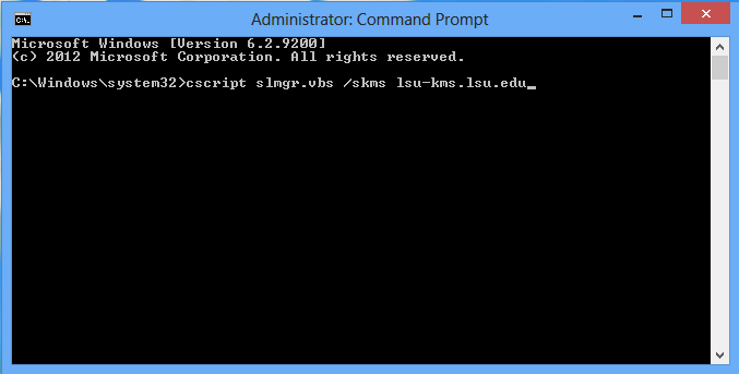 Windows 8 kms key host  in command prompt