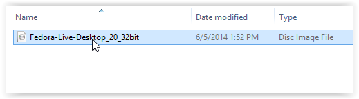 locating the iso file in a file explorer window