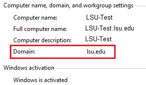 Domain Information for the computer and network 