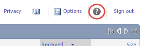 Help option selected under the question mark button dropdown menu