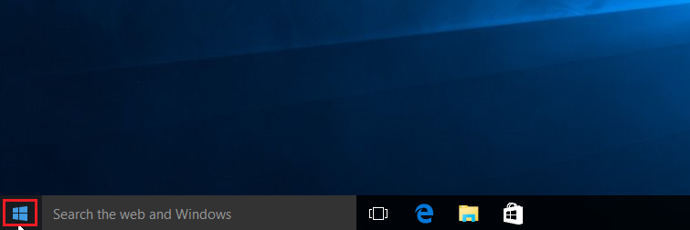 windows 10 desktop with start button highlighted.