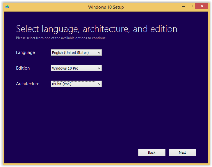 select language architype options 