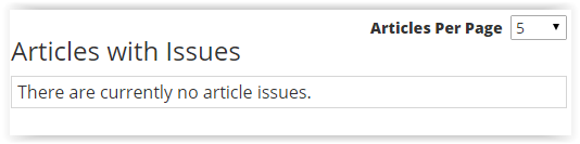 'articles with issues' section.