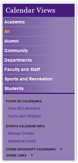 Calendar views on the left-hand side of the screen