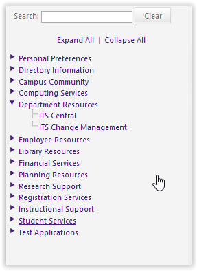 Department Resources menu