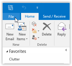 the file option in Outlook 2016.