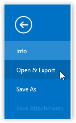 Open & Export tab on the left sidebar panel 