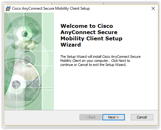 Cisco Any Connect Secure mobility client setup window