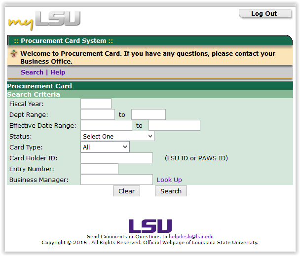 LSU Procurement Card page 