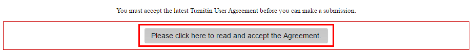 Agreement notification with the "please read and accept" button underneath