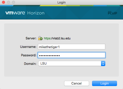 dialog box to enter myL S U ID and Password