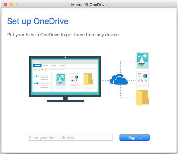 Set up OneDrive window