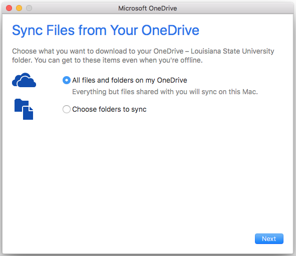 Sync Files window