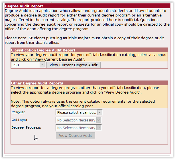 the Degree Audit Report