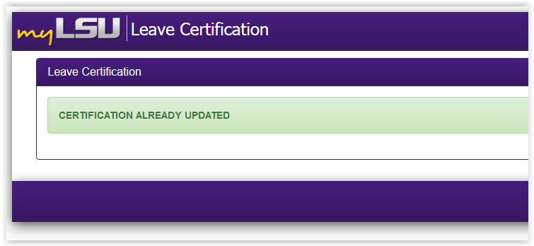 Leave Certification webpage