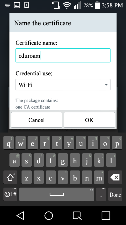 Certificate registration in android