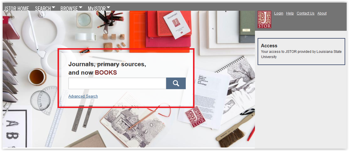 search bar in JSTOR website