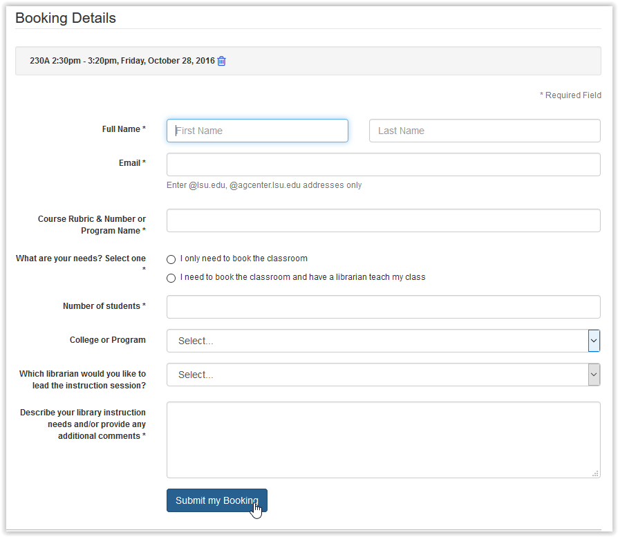 submit middleton classroom booking