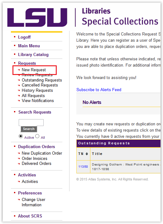 special collections controls menu