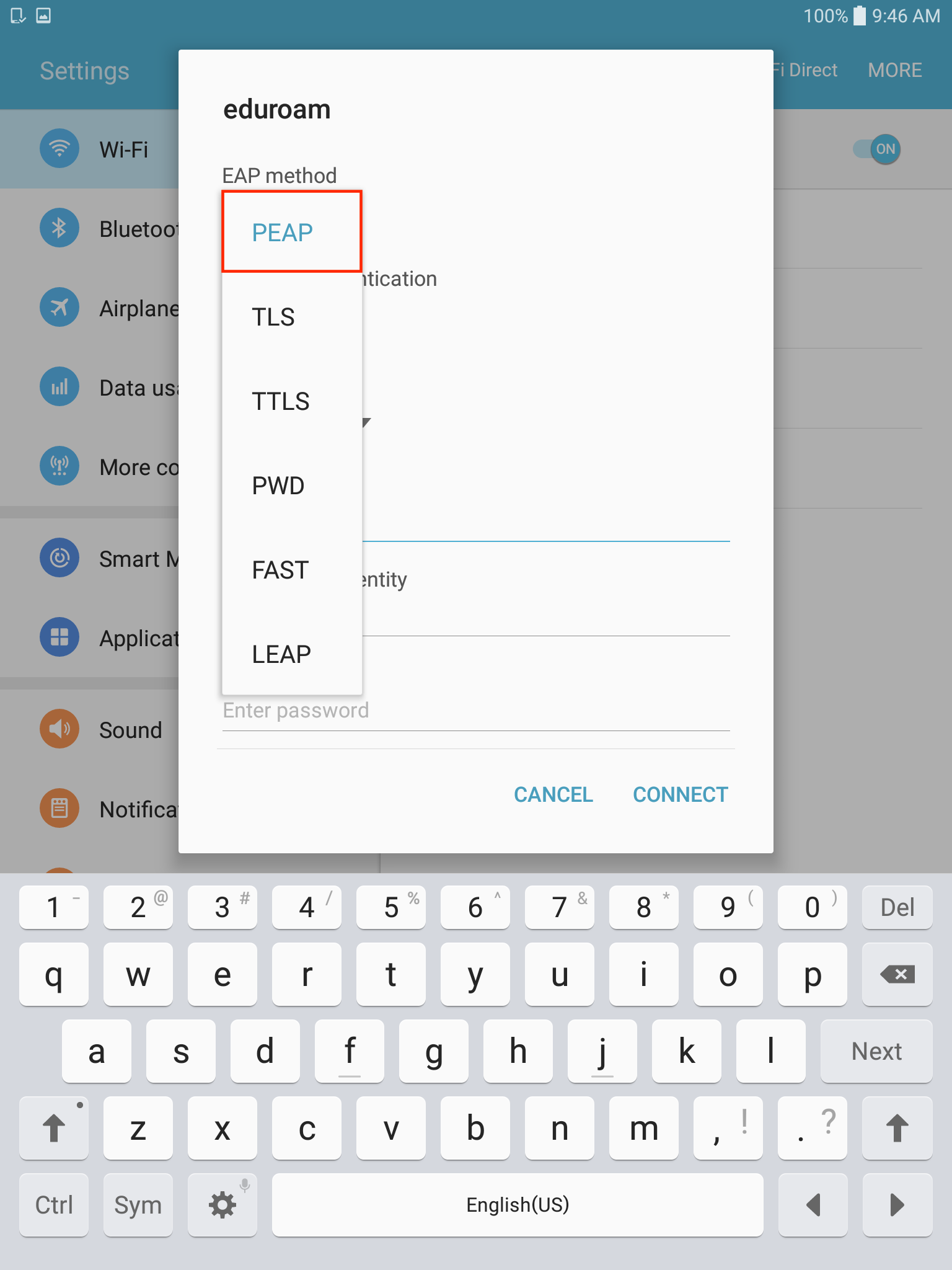 EAP method options
