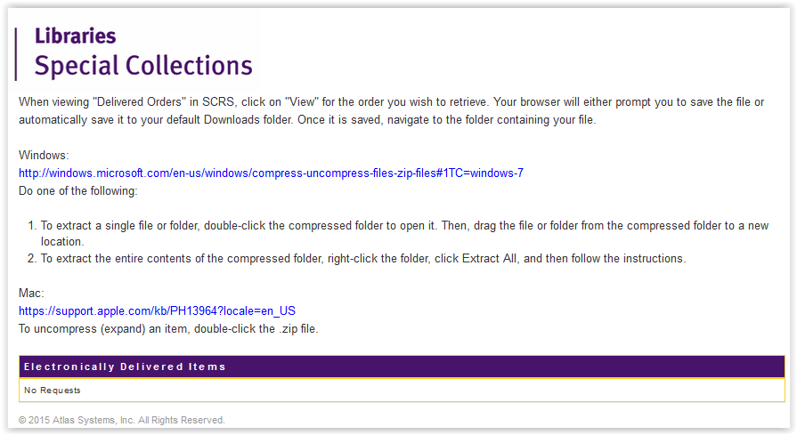 LSU Special Collection instructions to download a file