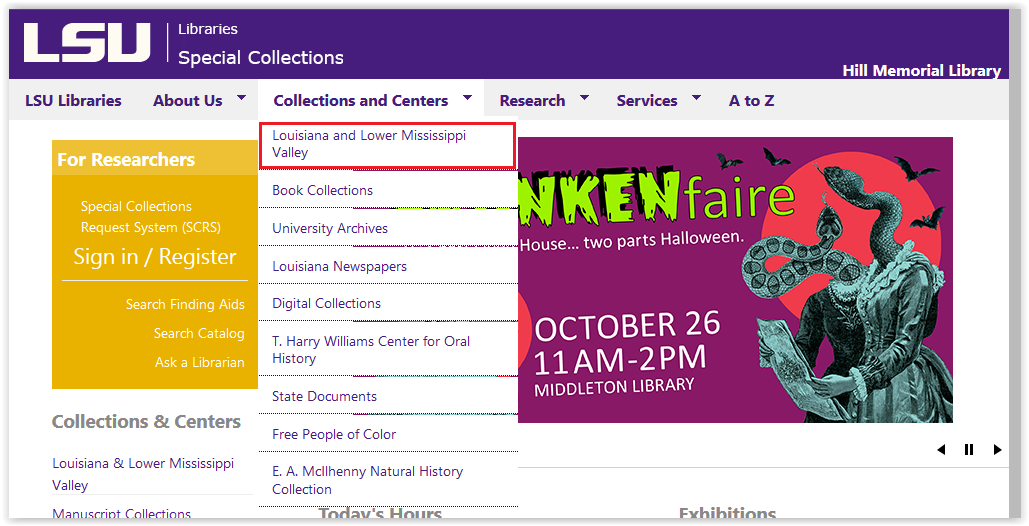 LSU libraries special collections collections¢ers/louisiana and lower mississippi valley button