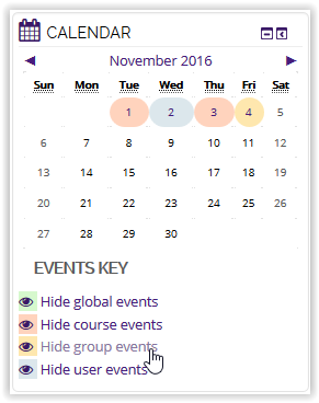 Hide group events button on calendar in moodle