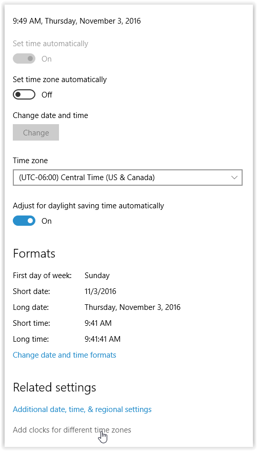 Adding clocks for different time zones button at the bottom of the screen.