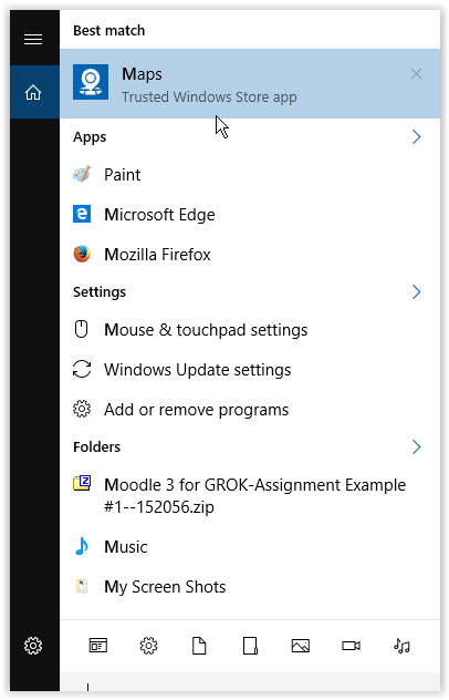 maps icon in the windows menu