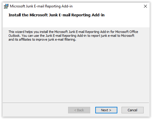 Report Junk Email window