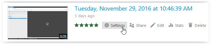 settings button under a video in panopto