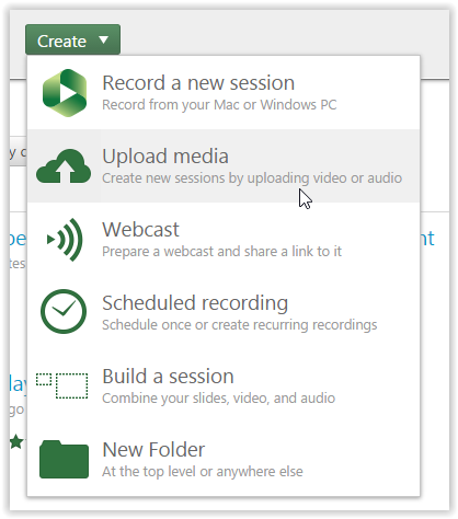 Upload media button in panopto