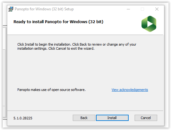 Ready to install Panopto Installation 