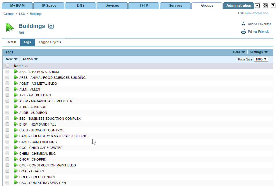 List of tag groups within the Buildings group