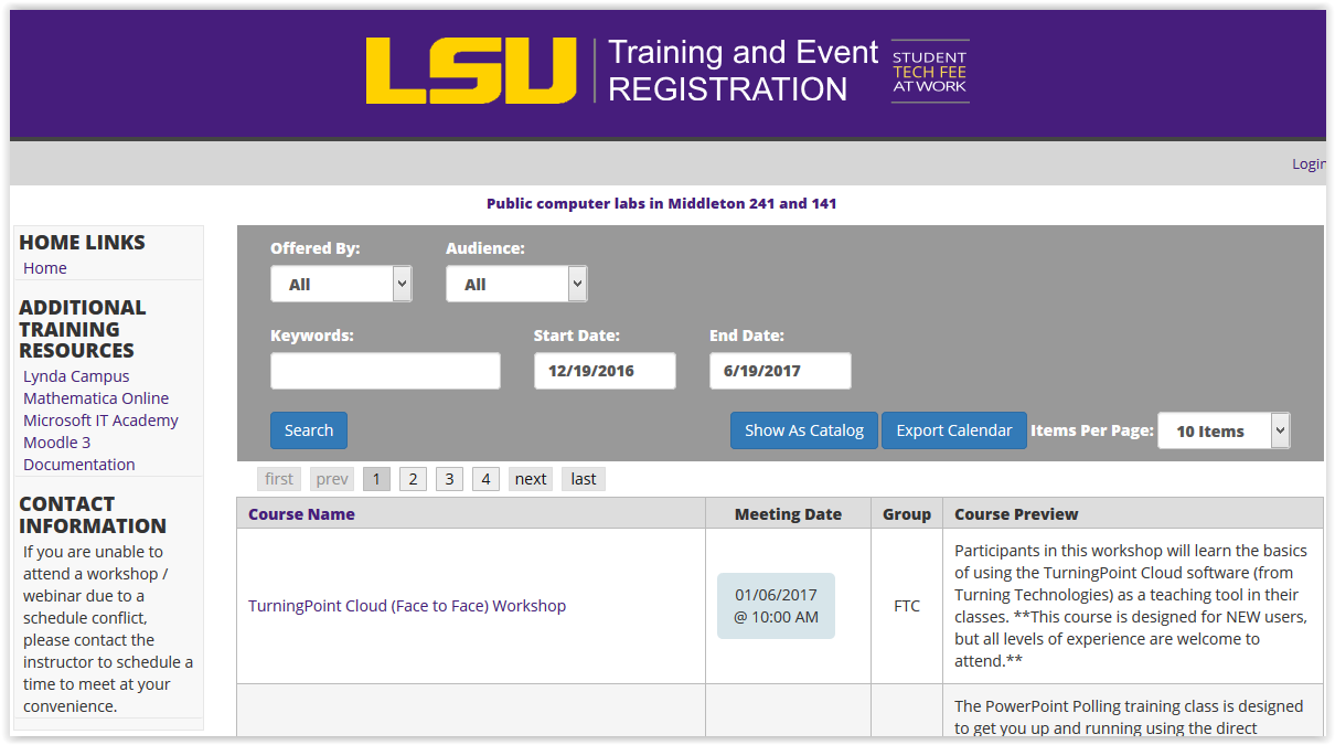 FTC Workshops page